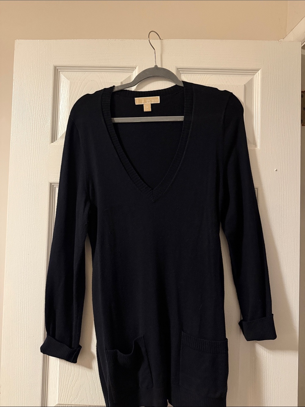 Michael Kors Black V-Neck Pocket Tunic Sweater